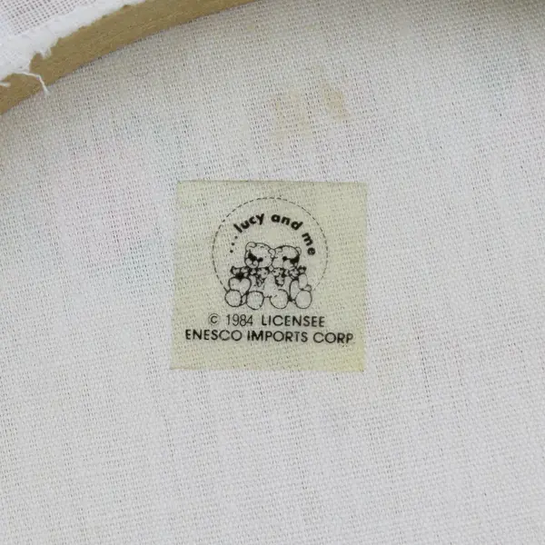Vintage 1984 Lucy and Me Valentine Teddy Bear Embroidery Hoop Wall Hanging