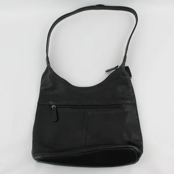 Vintage Tignanello Black Pebbled Genuine Leather Hobo Shoulder Bag 