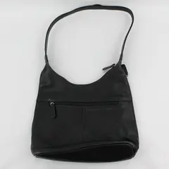 Vintage Tignanello Black Pebbled Genuine Leather Hobo Shoulder Bag 