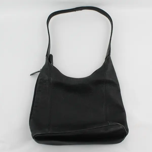 Vintage Tignanello Black Pebbled Genuine Leather Hobo Shoulder Bag 