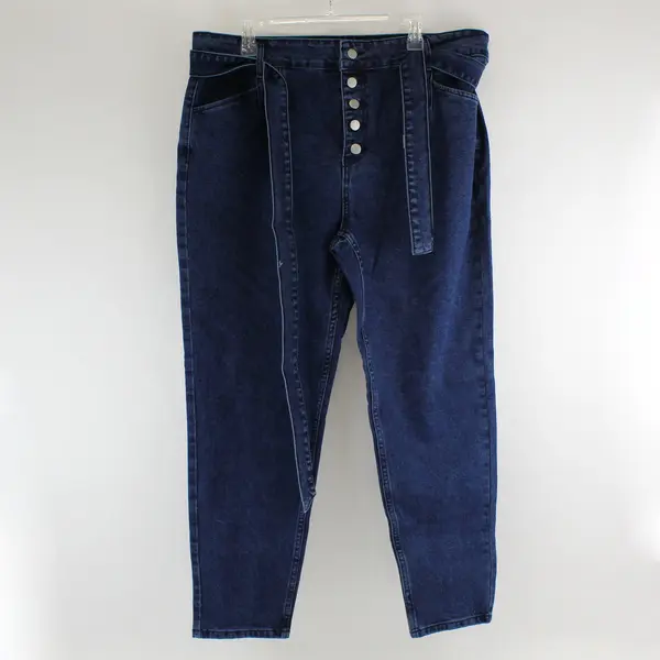 NWOT Unbranded Women's Plus 42x28 Dark Wash Tapered Leg Button Fly Denim Jeans