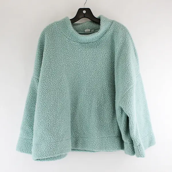 GAP Women's XXL Mint Teddy Sherpa Fleece Oversized Pullover Sweater