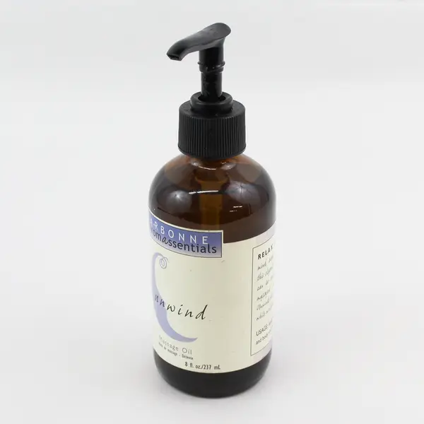 Arbonne Aromassentials Massage Oil Glass Bottle W/ Pump Scent Unwind (8 Oz)