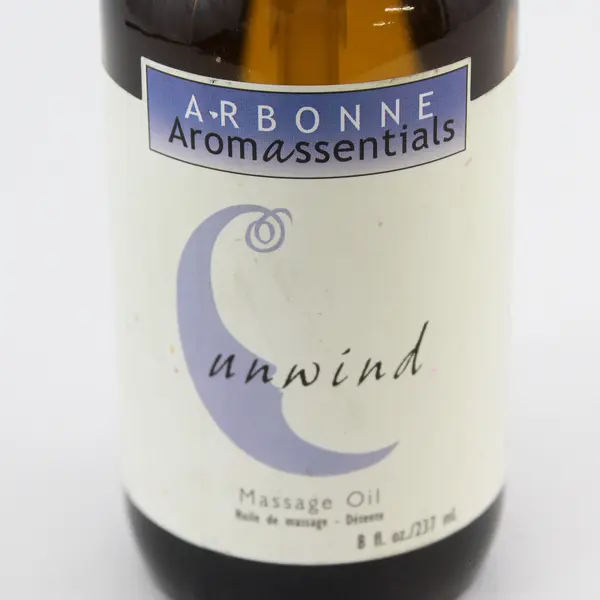 Arbonne Aromassentials Massage Oil Glass Bottle W/ Pump Scent Unwind (8 Oz)