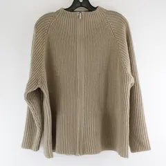 Venezia Vitale Beige Full Zip Knit Sweater Top Women's L Mock Neck