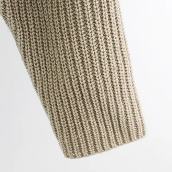 Venezia Vitale Beige Full Zip Knit Sweater Top Women's L Mock Neck