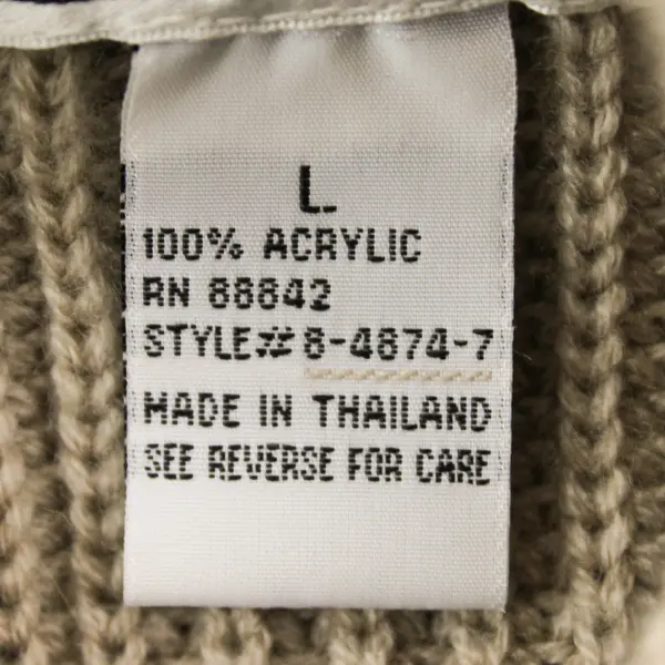 Venezia Vitale Beige Full Zip Knit Sweater Top Women's L Mock Neck