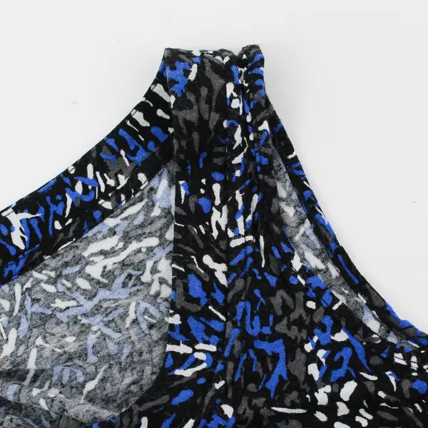 Ann Taylor Loft Blue/White/Black Speckled Sleeveless Top Womens Size XXSP