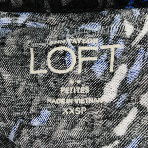 Ann Taylor Loft Blue/White/Black Speckled Sleeveless Top Womens Size XXSP