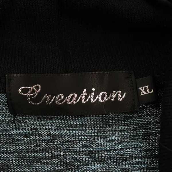 Creation Blue/Black Floral Pattern Velvet Long Sleeve Top Womens Size XL