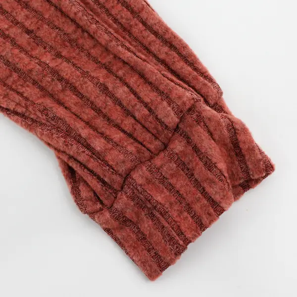 Women's XL Heathered Red Ribbed Knit Sweater Top Long Sleeve Button Shoulder