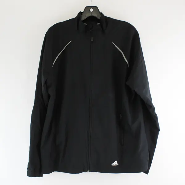 Adidas Black Mock Neck Zip Up Jacket Windbreaker 100% Polyester Womens Size XL