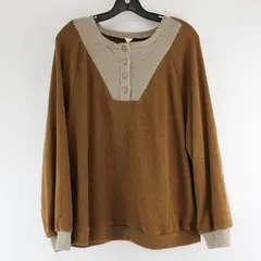 Evaless Brown Long Sleeve Knit Top Polyester/Elastane Womens Size XL