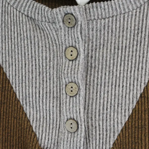 Evaless Brown Long Sleeve Knit Top Polyester/Elastane Womens Size XL