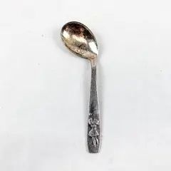 Auerhahn German Baby Spoon Child's Curved Stainless 1940's Antique 5" Germany 