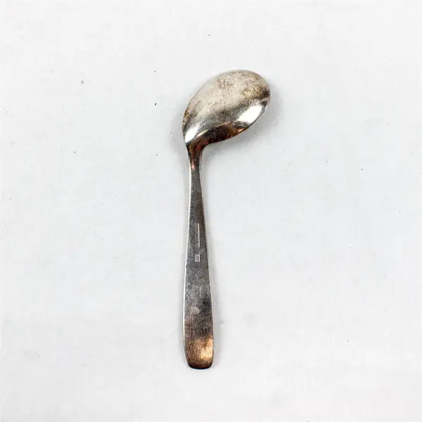 Auerhahn German Baby Spoon Child's Curved Stainless 1940's Antique 5" Germany 