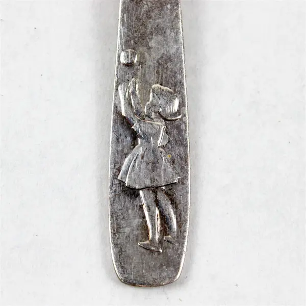 Auerhahn German Baby Spoon Child's Curved Stainless 1940's Antique 5" Germany 