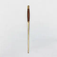 Vintage Wood & Bronze Letter Opener Thailand Decorative 