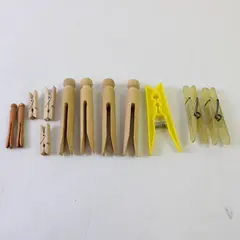 Lot of 12 Assorted Clothespins Plastic Wood Laundry Craft Household
