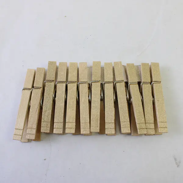 Lot of 12 Wooden Gold Glitter Clothespins for Crafts