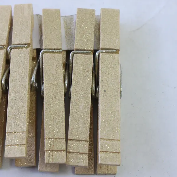 Lot of 12 Wooden Gold Glitter Clothespins for Crafts