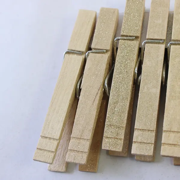 Lot of 12 Wooden Gold Glitter Clothespins for Crafts