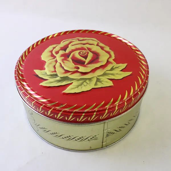 Vintage 1950s The Capitol Cake Co Fruit Cake Tin Advertising Red Rose