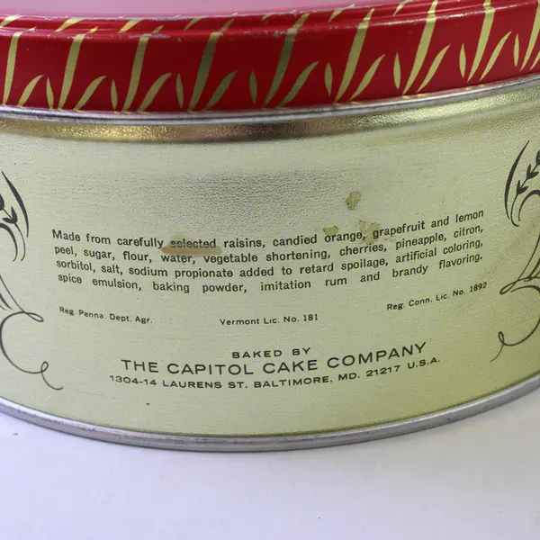 Vintage 1950s The Capitol Cake Co Fruit Cake Tin Advertising Red Rose