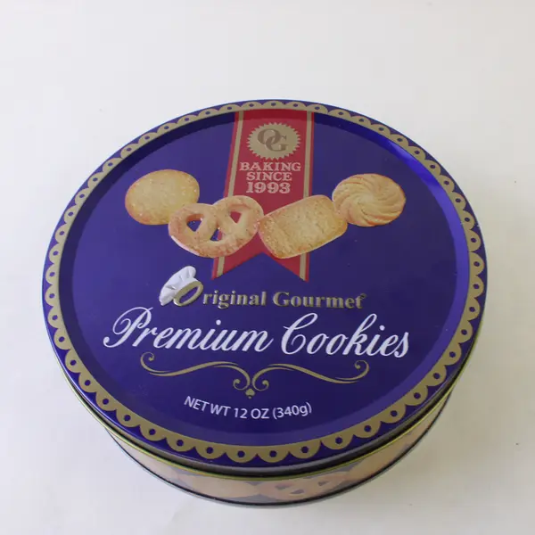 Lot of 2 World Market Mingle Mix Tin & Original Gourmet Premium Cookies Tin