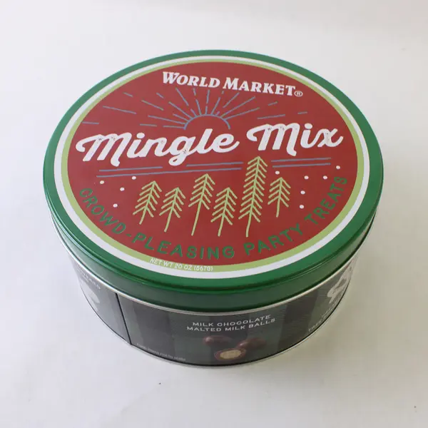 Lot of 2 World Market Mingle Mix Tin & Original Gourmet Premium Cookies Tin