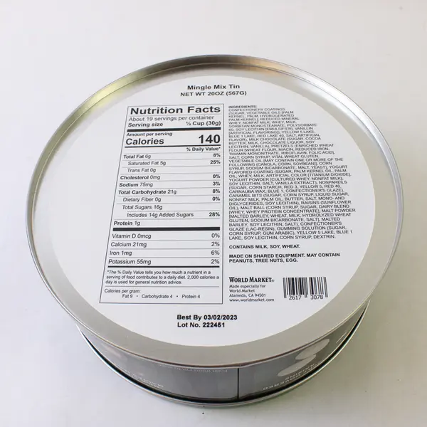 Lot of 2 World Market Mingle Mix Tin & Original Gourmet Premium Cookies Tin