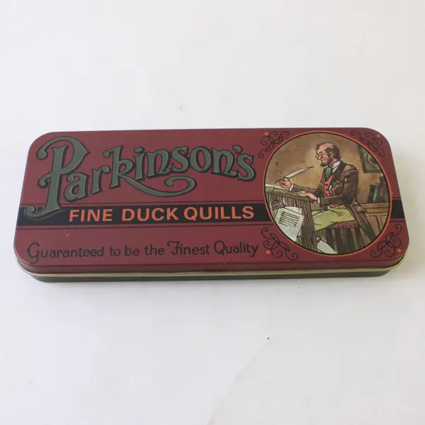 Vintage Antique Parkinson's Fine Duck Quills Advertising Tin