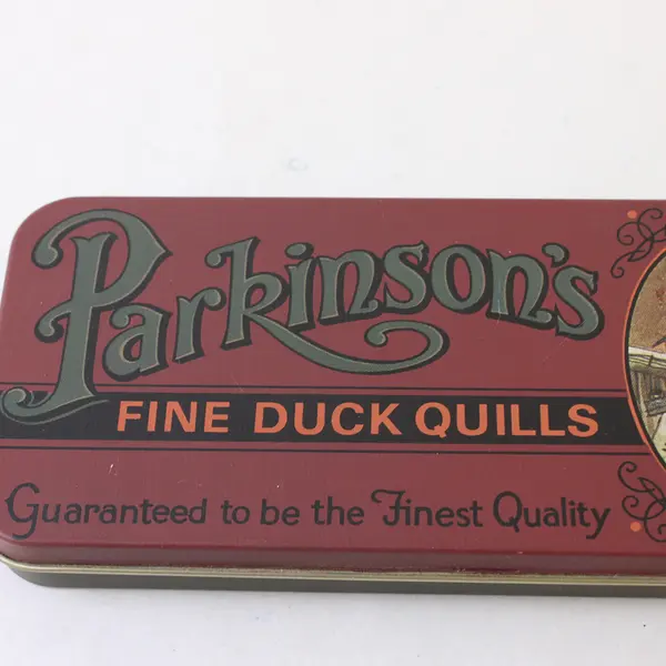 Vintage Antique Parkinson's Fine Duck Quills Advertising Tin