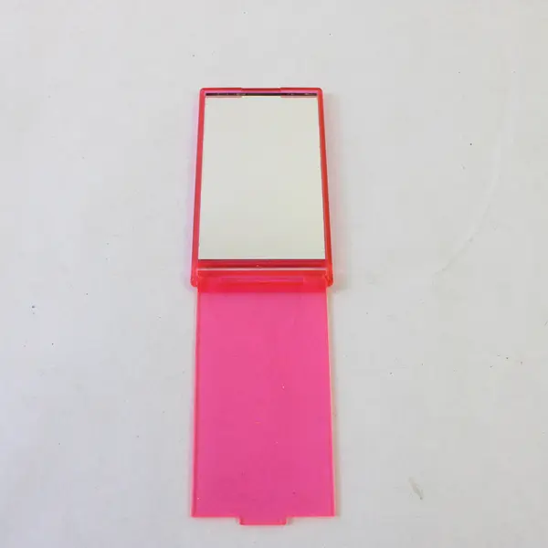 Pink Rectangular Sliding Compact Mirror Portable Travel Vanity