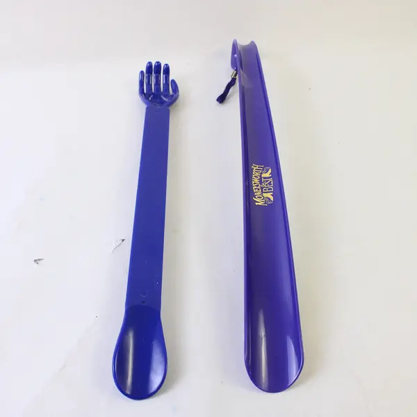 Lot of 2 Plastic Moneysworth Best Humana MarketPoint Shoe Horn Back Scratcher