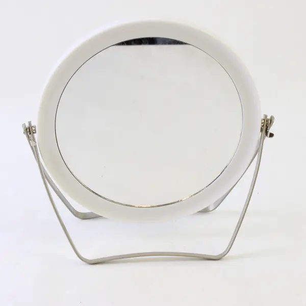 Round Vanity Mirror White Frame 7in Pre-Owned Unbranded