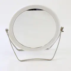 Round Vanity Mirror White Frame 7in Pre-Owned Unbranded