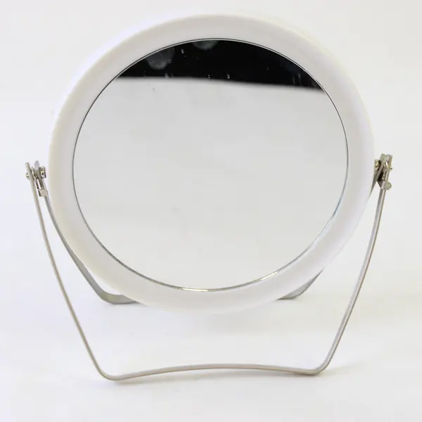Round Vanity Mirror White Frame 7in Pre-Owned Unbranded