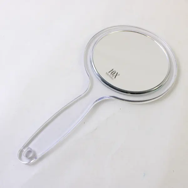 Clear Handle Double-Sided 10x Magnifying Handheld Mirror Vanity Collectible