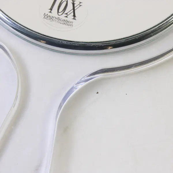 Clear Handle Double-Sided 10x Magnifying Handheld Mirror Vanity Collectible