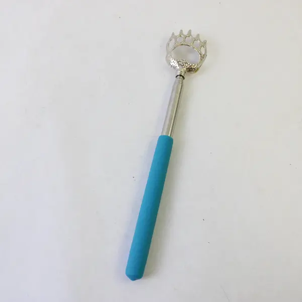 Stainless Steel Telescopic Bear Claw Back Scratcher Blue Rubber Grip