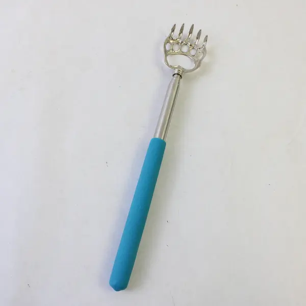 Stainless Steel Telescopic Bear Claw Back Scratcher Blue Rubber Grip