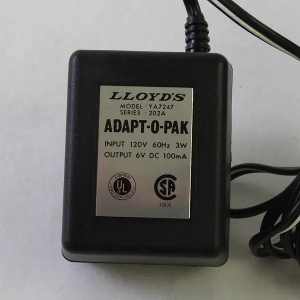 Lloyd's Adapt-O-Pak 6VDC Power Supply YA7247 Vintage Calculator