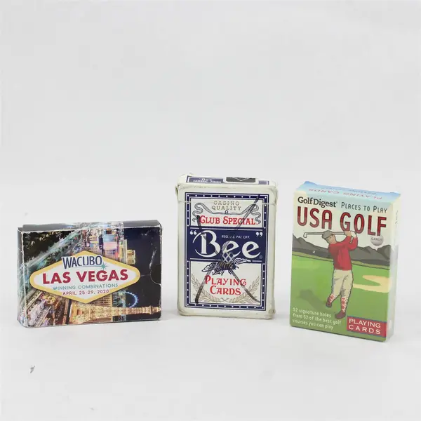 Lot of 3 Wacubo Las Vegas Bee & Golf Digest Playing Cards Casino Punch