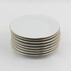 Set Of 8 White Sea Gull China Saucers With Gold Rims By Jian Shiang