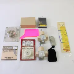 Assorted Craft Lot Sewing Tools Music Box Needle Threaders Thumb Tack Removers