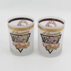 2 Eddies Fabulous 50s Rockin Casino Reno NV Frosted Old Fashioned Glasses 