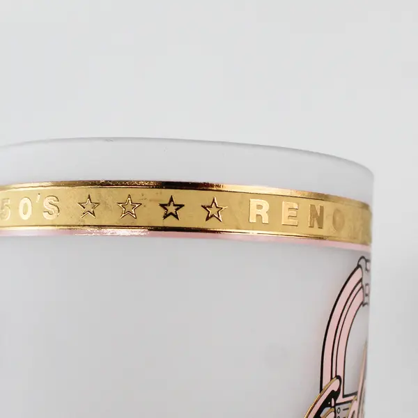 2 Eddies Fabulous 50s Rockin Casino Reno NV Frosted Old Fashioned Glasses 