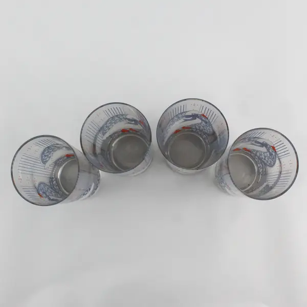 Set of 4 Baker Hart And Stuart Blue Goose 16 Ounce Tumblers 6.25"