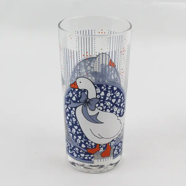 Set of 4 Baker Hart And Stuart Blue Goose 16 Ounce Tumblers 6.25"